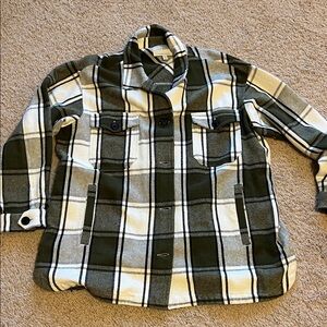 Lucky Brand Green and White Plaid Shirt
